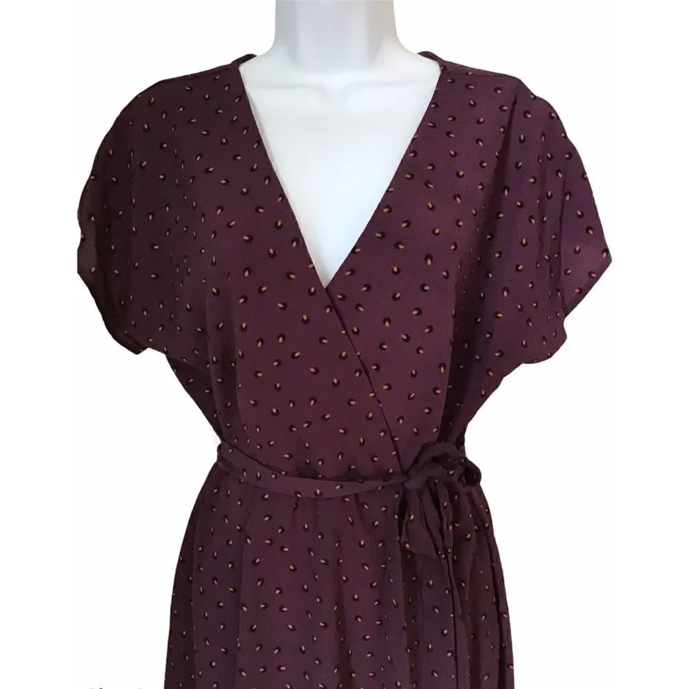 NWOT Bobeau Short Sleeve Burgundy Wine Casual Soft Feminine Classic Dress S - Picture 4 of 9